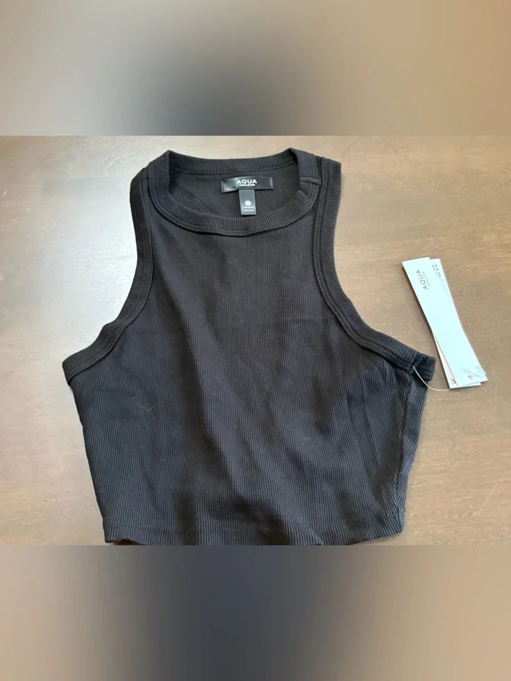 Aqua Black Ribbed Tank